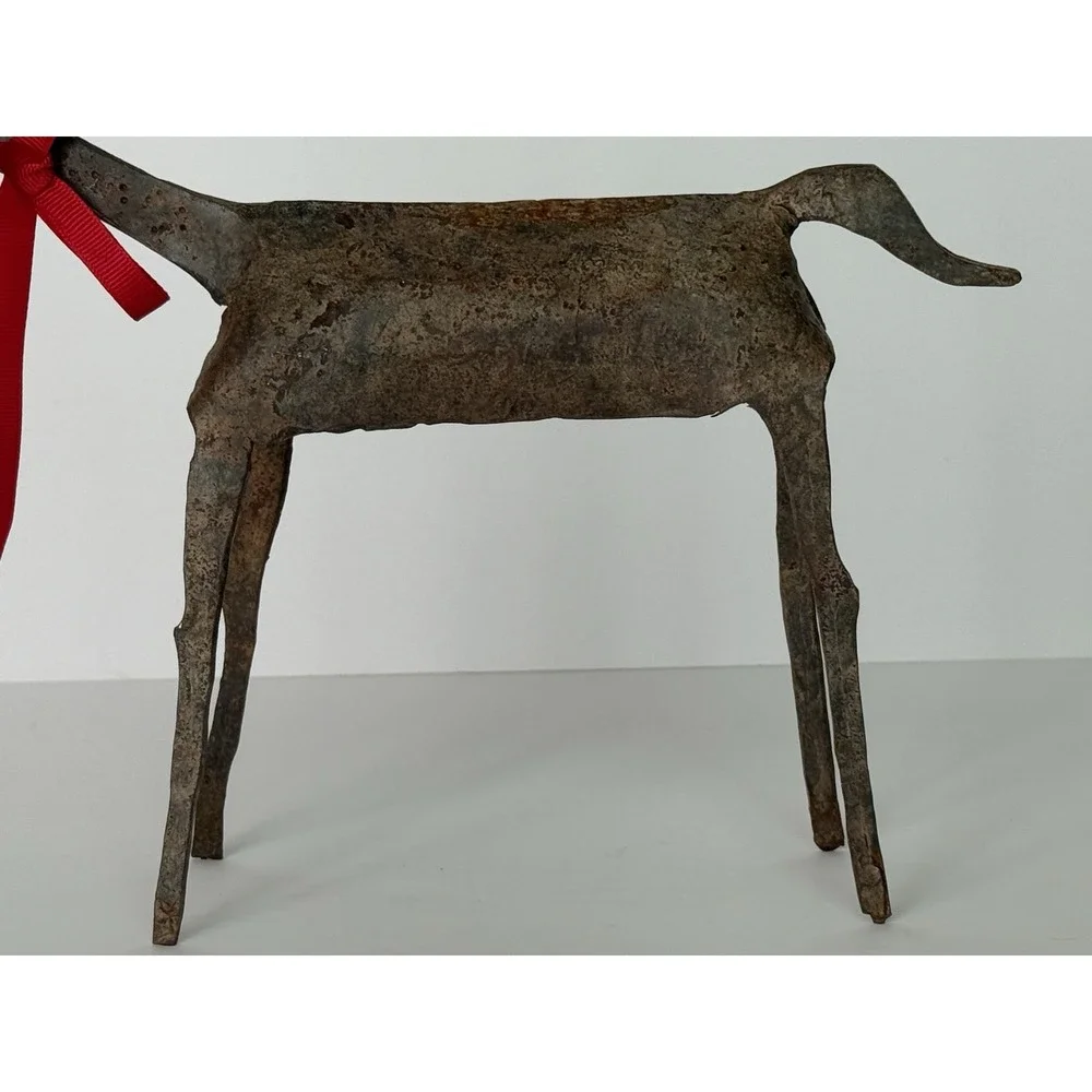 Handmade Rustic Iron Christmas Reindeer‎ Set of 3 - Twisted Antlers Patina Decor